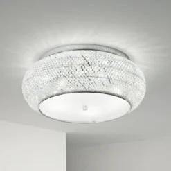 Ideal Lux Deckenlampe Pasha, chromfarben/klar, Ø 55 cm, Glas