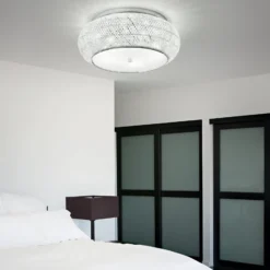 Ideal Lux Deckenlampe Pasha, chromfarben/klar, Ø 55 cm, Glas