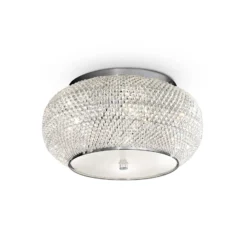 Ideal Lux Deckenlampe Pasha, chromfarben/klar, Ø 40 cm, Glas