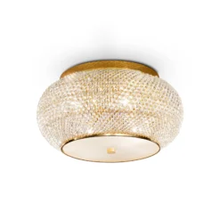 Ideal Lux Deckenlampe Pasha, goldfarben/klar, Ø 40 cm, Glas