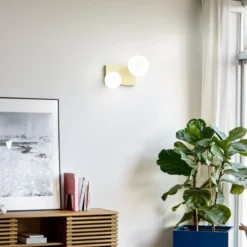 Ideal Lux Deckenlampe Penta, 2-flammig, goldfarben, Opalglas