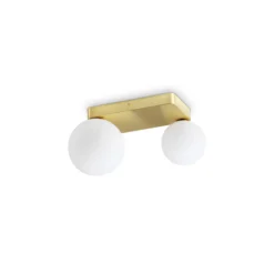 Ideal Lux Deckenlampe Penta, 2-flammig, goldfarben, Opalglas