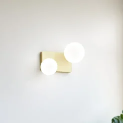 Ideal Lux Deckenlampe Penta, 2-flammig, goldfarben, Opalglas