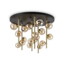 Ideal Lux Deckenlampe Perlage messing/amber, Ø 70 cm 18fl