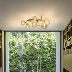Ideal Lux Deckenlampe Perlage messing/amber Länge 70 cm 10fl