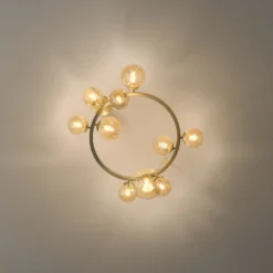Ideal Lux Deckenlampe Perlage messing/amber Länge 70 cm 10fl