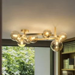 Ideal Lux Deckenlampe Perlage messing/amber Länge 70 cm 10fl