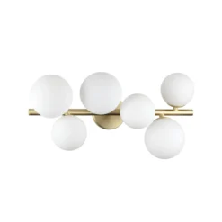 Ideal Lux Deckenlampe Perlage messing/weiß, 49 cm, 6-flg.