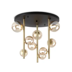 Ideal Lux Deckenlampe Perlage schwarz/amber, Ø 50 cm, 9-flg.