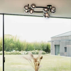 Ideal Lux Deckenlampe Perlage schwarz/rauch Länge 70 cm 10fl