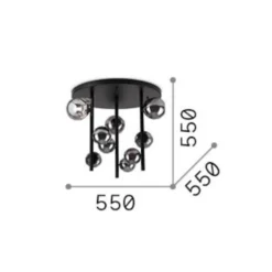 Ideal Lux Deckenlampe Perlage schwarz/weiß, Ø 50 cm, 9-flg.