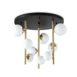 Ideal Lux Deckenlampe Perlage schwarz/weiß, Ø 50 cm, 9-flg.