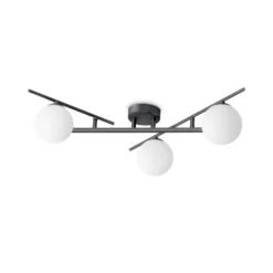 Ideal Lux Deckenleuchte Atlas schwarz, 3-flammig Metall Glas