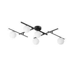 Ideal Lux Deckenleuchte Atlas schwarz, 5-flammig Metall Glas