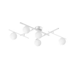 Ideal Lux Deckenleuchte Atlas, weiß, 5-flammig, Metall, Glas