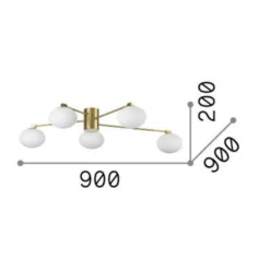 Ideal Lux Deckenleuchte Hermes, weiß, 90 cm, 5-flammig, Glas