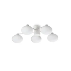 Ideal Lux Deckenleuchte Hermes, weiß, 60 cm, 5-flammig, Glas