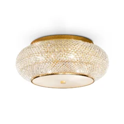 Ideal Lux Deckenleuchte Pasha, goldfarben, Glas, Ø 55 cm