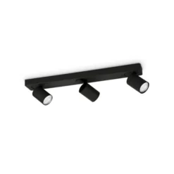 Ideal Lux Deckenspot Rudy Round, schwarz, 3-flammig, Metall