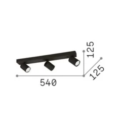 Ideal Lux Deckenspot Rudy Round, schwarz, 3-flammig, Metall