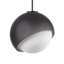 Ideal Lux Hängelampe Bloom, Ø 30 cm, schwarz, Metall/Glas
