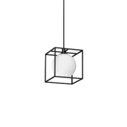 Ideal Lux Hängelampe Lingotto, einflammig, schwarz, Opalglas