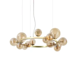 Ideal Lux Hängelampe Perlage messing/amber 14flg Ø 85