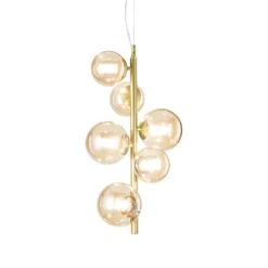 Ideal Lux Hängelampe Perlage messing/amber Höhe 52cm 6fl