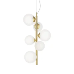 Ideal Lux Hängelampe Perlage messing/weiß, Höhe 52cm 6fl