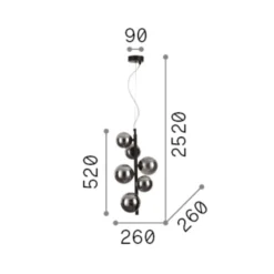 Ideal Lux Hängelampe Perlage messing/weiß, Höhe 52cm 6fl