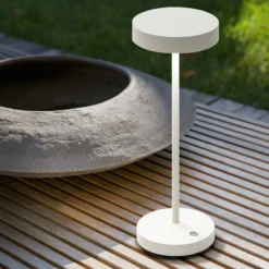 Ideal Lux LED-Akku-Außentischlampe Toffee weiß, Metall 32 cm