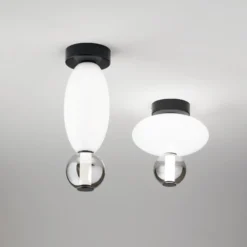 Ideal Lux LED-Deckenlampe Lumiere-1, Glas opal/grau, schwarz