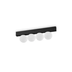 Ideal Lux LED-Deckenlampe Ping Pong schwarz 4-flg., Opalglas