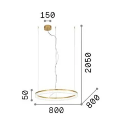 Ideal Lux LED-Hängelampe Crown Ø 80 cm, messingfarben Metall
