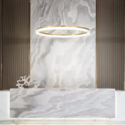 Ideal Lux LED-Hängelampe Crown Ø 80 cm, messingfarben Metall