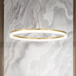 Ideal Lux LED-Hängelampe Crown Ø 80 cm, messingfarben Metall