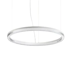Ideal Lux LED-Hängelampe Crown Ø 80 cm, weiß, Metall
