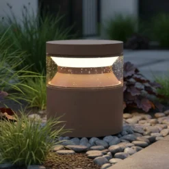 Ideal Lux LED-Sockelleuchte Boeing, kaffeebraun, Höhe 15 cm