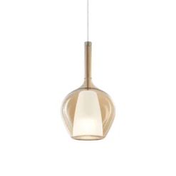 Ideal Lux Pendellampe Kalique 1, amberfarben, Ø 18 cm