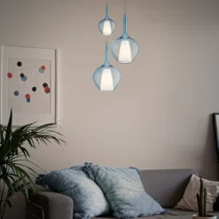 Ideal Lux Pendellampe Kalique 1, blau, Ø 18 cm, Kunststoff