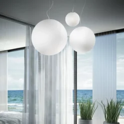 Ideal Lux Pendelleuchte Mapa, Ø 20 cm, Opalglas, Kugel