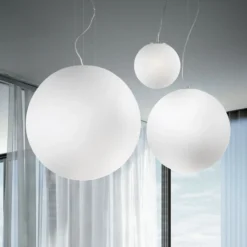 Ideal Lux Pendelleuchte Mapa, Ø 20 cm, Opalglas, Kugel