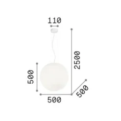 Ideal Lux Pendelleuchte Mapa, Ø 50 cm, Opalglas, Kugel