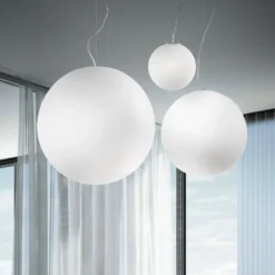 Ideal Lux Pendelleuchte Mapa, Ø 50 cm, Opalglas, Kugel