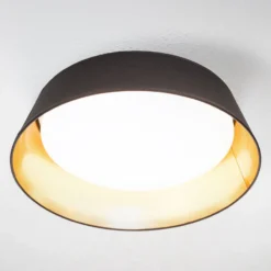 In Schwarz-Gold - runde LED-Deckenlampe Ponts