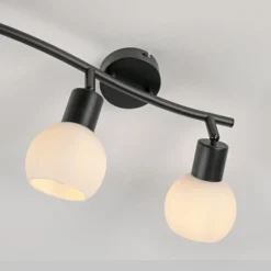 JUST LIGHT. Deckenleuchte Loki, 3-fl., lang, schwarz, Eisen