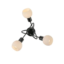 JUST LIGHT. Deckenleuchte Loki, 3-fl., rund, schwarz, Eisen