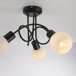 JUST LIGHT. Deckenleuchte Loki, 3-fl., rund, schwarz, Eisen