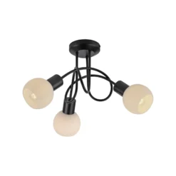JUST LIGHT. Deckenleuchte Loki, 3-fl., rund, schwarz, Eisen