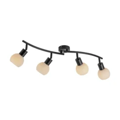 JUST LIGHT. Deckenleuchte Loki, 4-fl., schwarz, Eisen, Glas